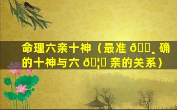 命理六亲十神（最准 🕸 确的十神与六 🦋 亲的关系）